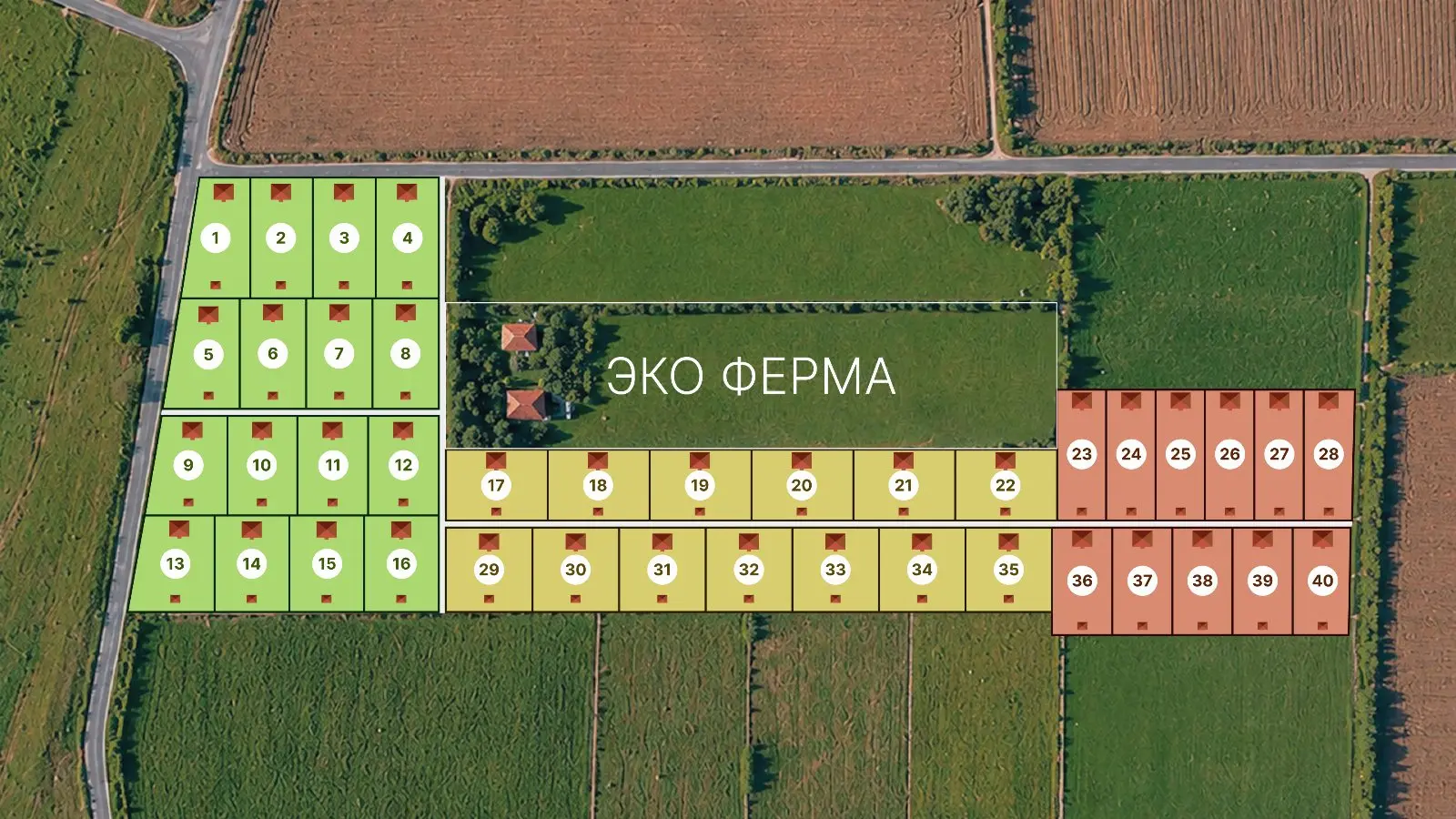 Схема нарезки участков проекта «Великое» в Сакском районе, вид сверху